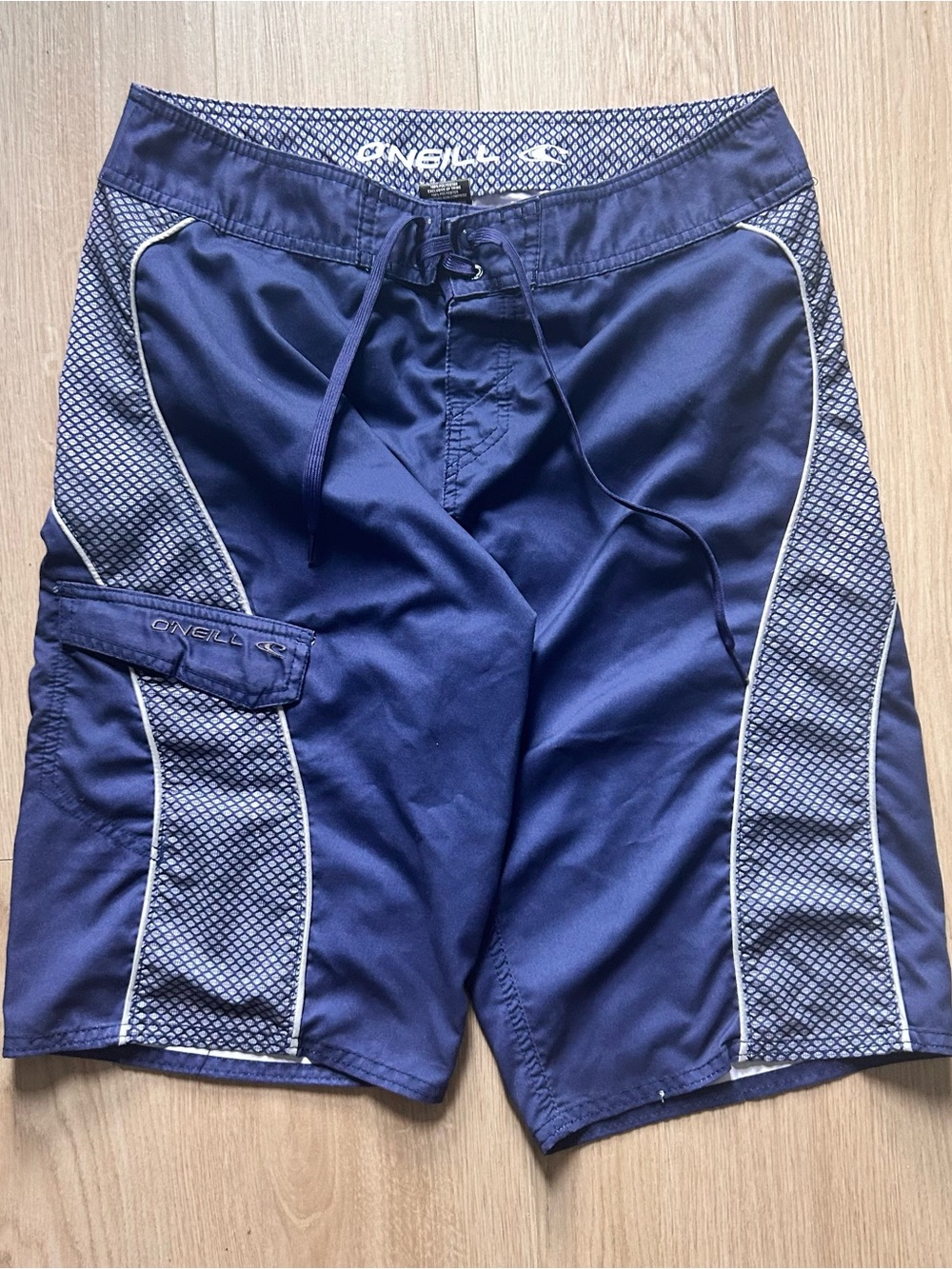 O'Neill Navy and White Patterned Waistband Swim Shorts